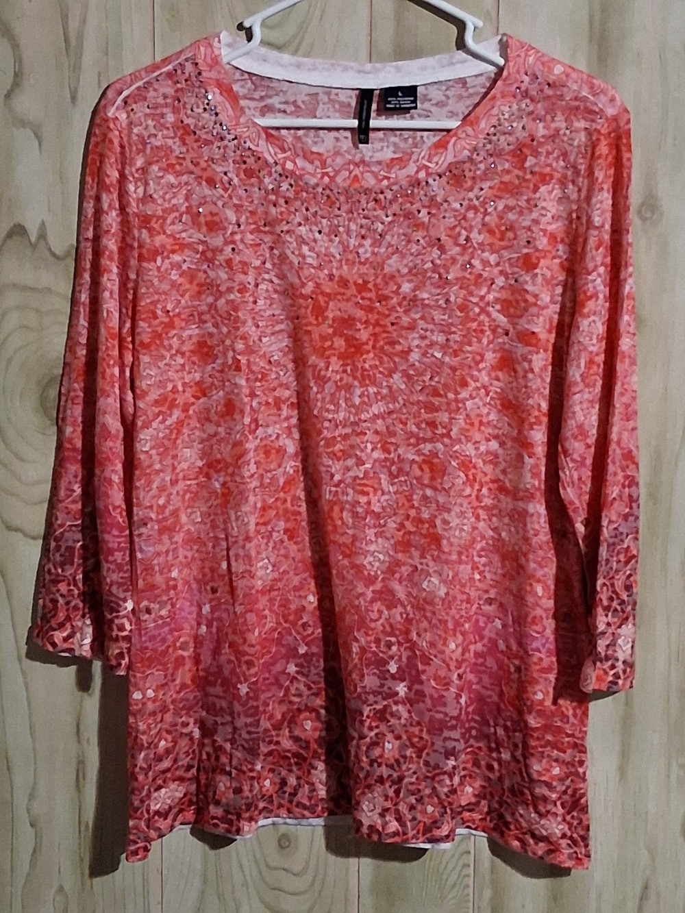 new directions Coral Pink Beaded Ombre Tunic
